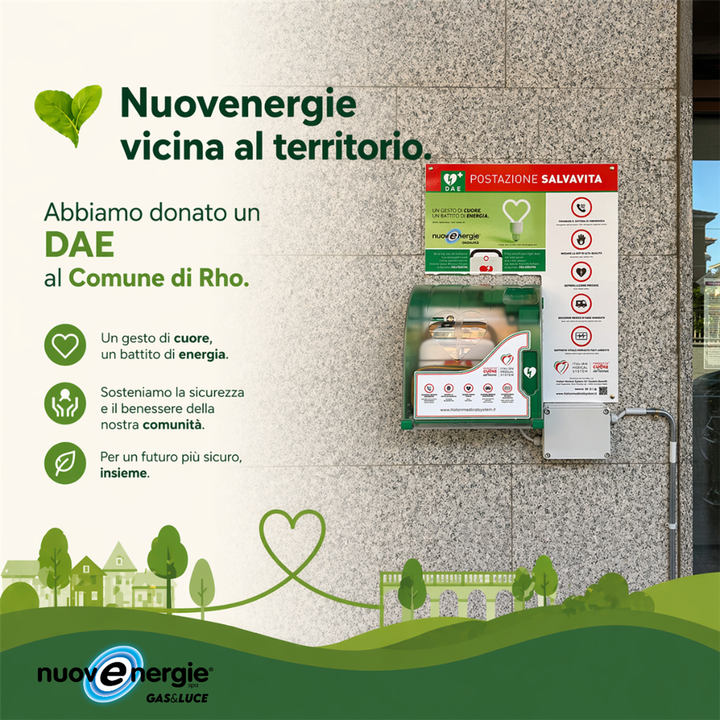 Nuovenergie dona un DAE al Comune di Rho