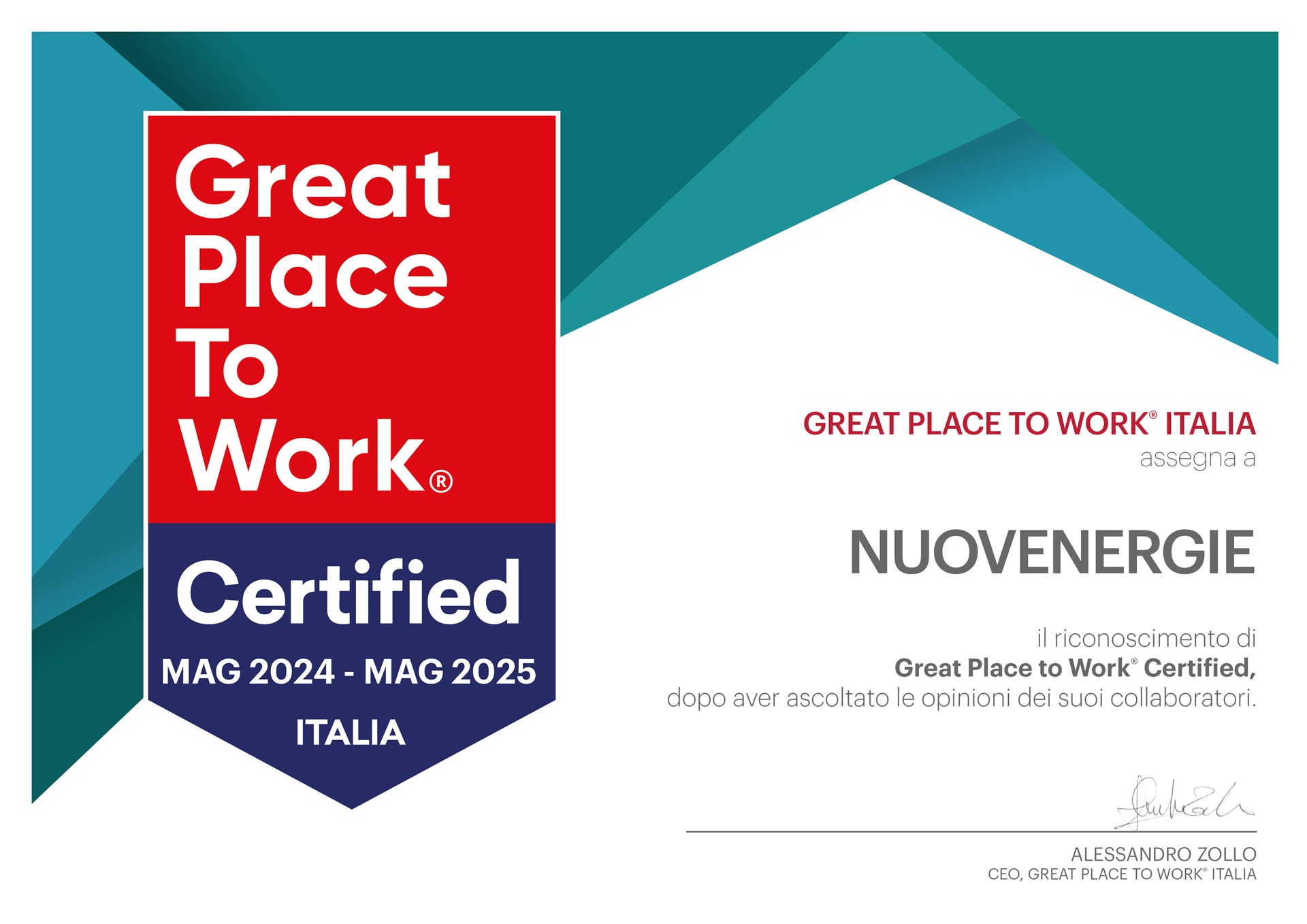 Certificazione Great Place to Work 2024
