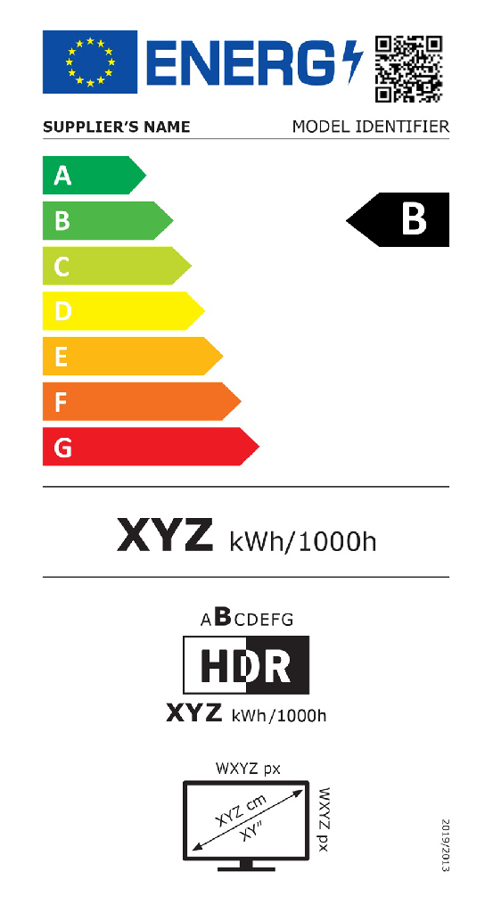 Etichetta energetica TV e schermi esempio