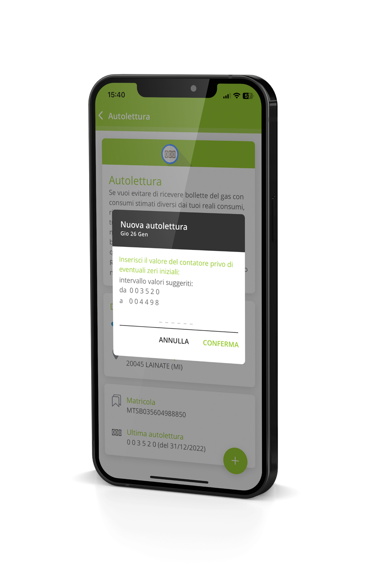 App Nuovenergie Autolettura gas