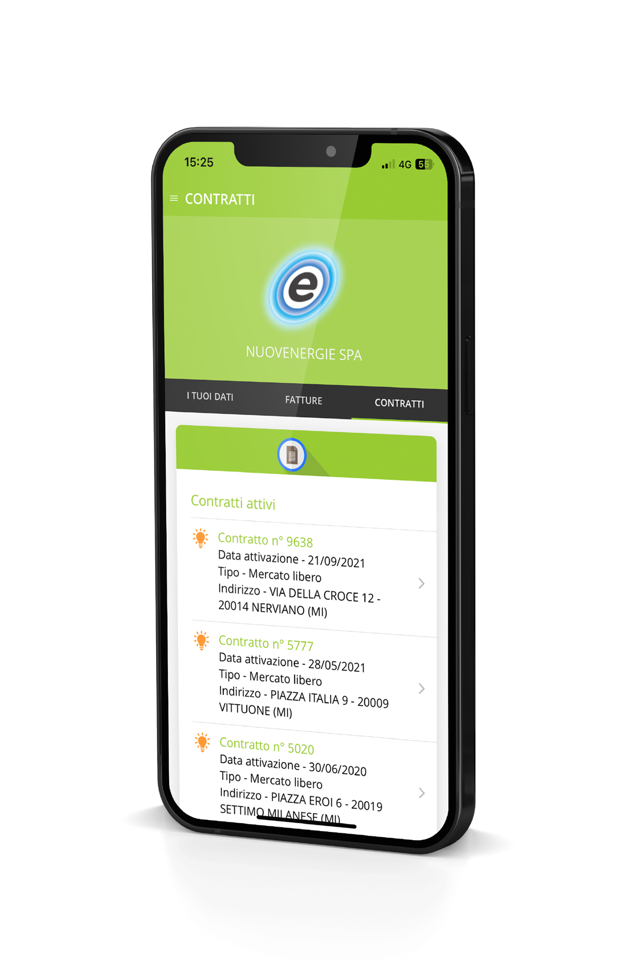 App Nuovenergie contratti attivi